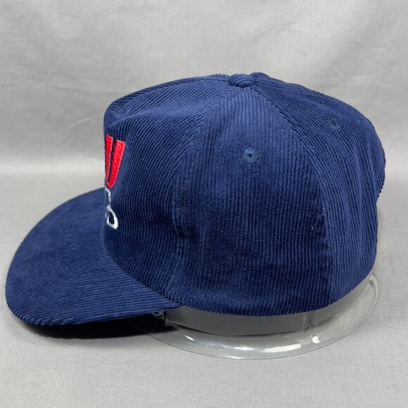 Vtg United Airlines Corduroy Snapback Hat Cap Blue Dorfman Pilot Fly Plane Mens - Picture 4 of 12